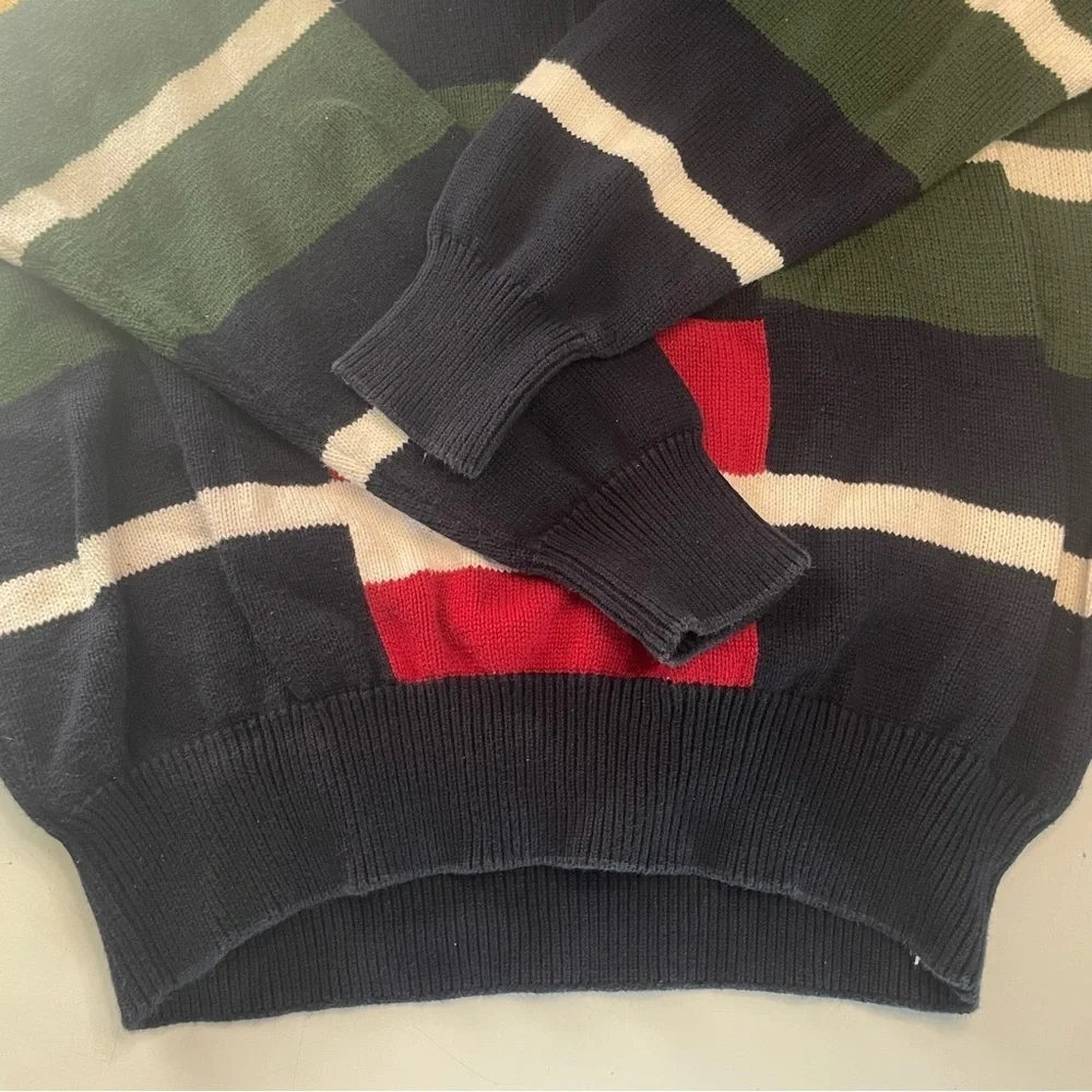 Nautica Large Men’s Retro Sweater 100% Cotton Red White Blue PRELOVED